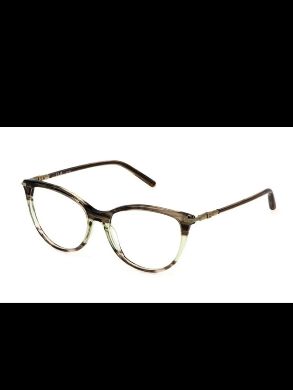 New Escada VESE35 06U8 Eyeglasses STRIPED SHINY GREEN Cateve Frame 54-16-140